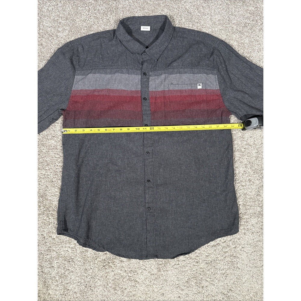 DC Apparel Button Down Long Sleeve Men's Shirt 2XL Gray Red - Picture 7 of 14